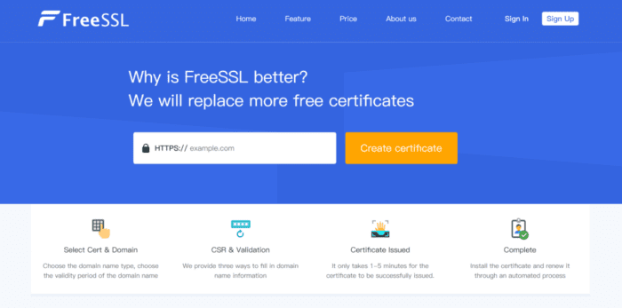FreeSSL是一个免费提供 HTTPS 证书申请