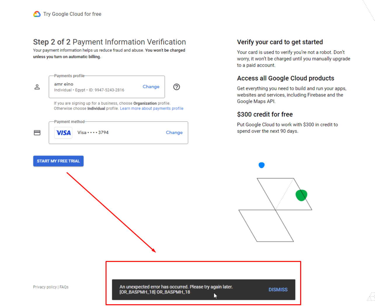 Google 云免费试用付款错误 OR-CBAT-15 谷歌云GCP注册时无法进行付款信息验证-1